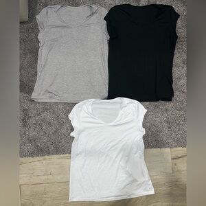 Stylish Women's Short Sleeve Tops - Black, Gray, and White